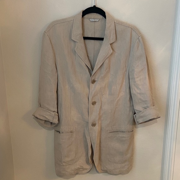 Armani Collezioni Jackets & Blazers - Armani Collezioni 100% Linen Longline Blazer – Made in Italy – Beige (40 IT)